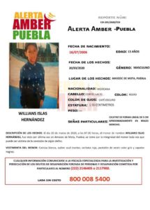 Alerta Amber, FGE, menor, hallar, colaboración, Código Rojo, Nota Roja, Puebla, Noticias