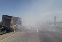 tractocamión de carga, calcinado, Puebla-Orizaba, neumáticos, incendiarse, operador, Policía Federal, Bomberos, llamas, Tecamachalco, lesionados