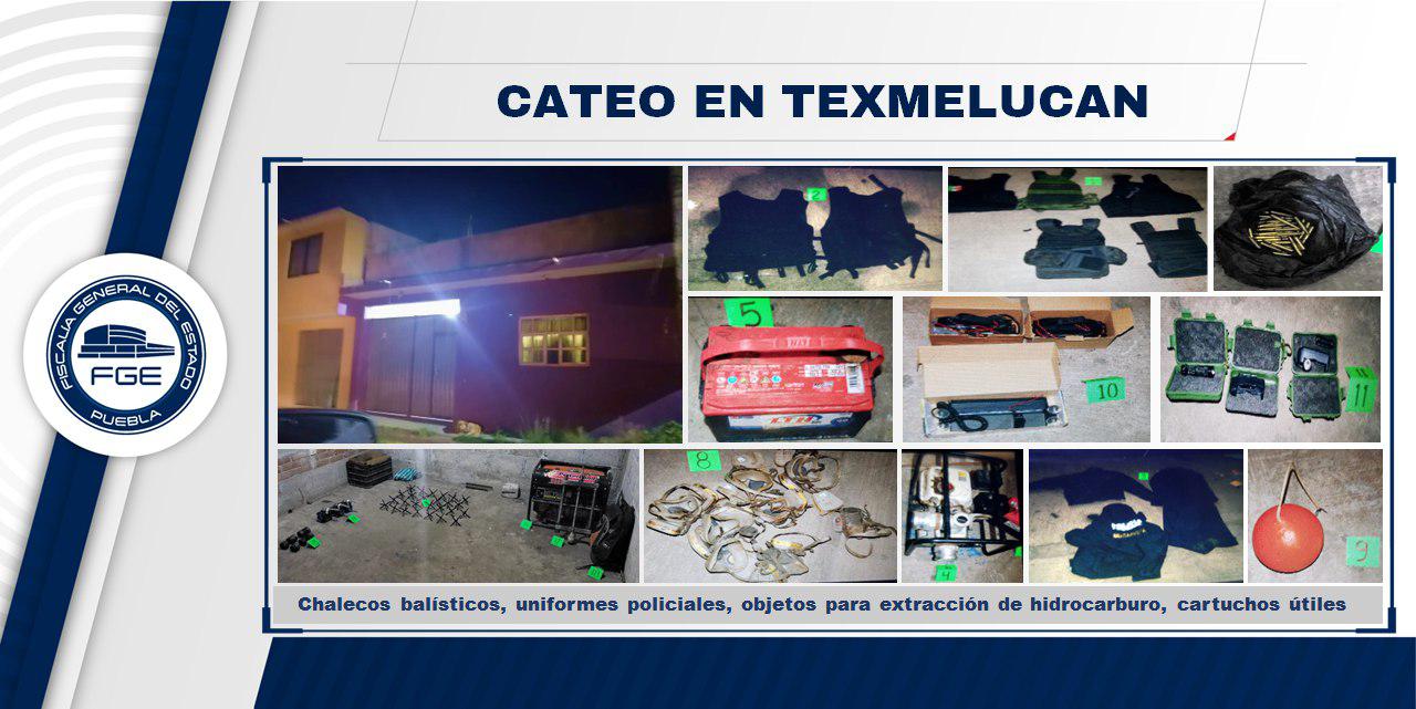 San Martín Texmelucan, cateo, robo de combustible, secuestro, FGE, FISDAI, aseguramiento, Código Rojo, Nota Roja, Puebla, Noticias