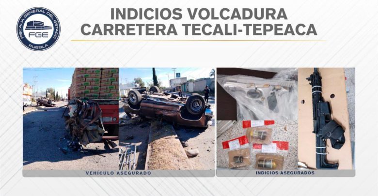 La Fiscalía General del Estado, Tepeaca, Tecali de Herrera, granadas, volcadura, Colima