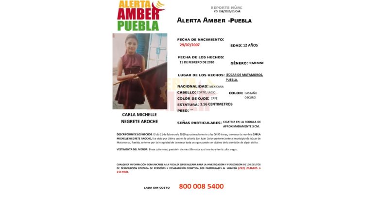 Alerta Ámber, FGE, Izúcar de Matamoros, Código Rojo, Nota Roja, Puebla, Noticias