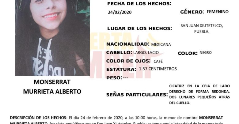 desaparecida, Alerta Ámber, Ciudad de México, menor de edad, mujer, FGE, Código Rojo, Nota Roja, Puebla, Noticias