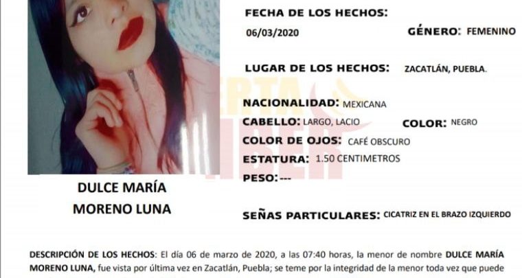 Alerta Ambar, Dulce María, menor de edad, Código Rojo, Nota Roja, Puebla, Noticias