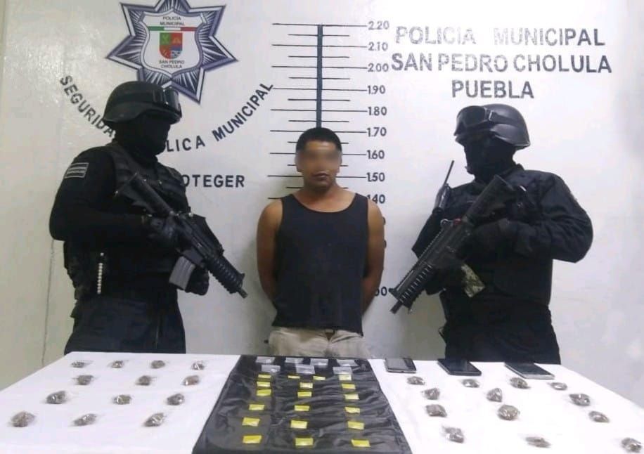 operativo, San Pedro Cholula, detenido, cristal, marihuana, Código Rojo, Nota Roja, Puebla, Noticias