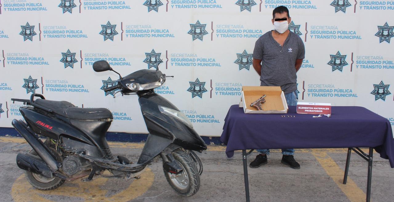 SSC, motociclista, detención, arma de fuego, portación, ilegal, Ministerio Público, Código Rojo, Nota Roja, Puebla, Noticias