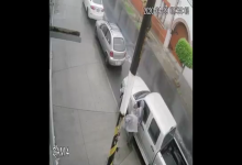 Cámaras de seguridad, barrio de Santiago, camioneta, fuga, espejo lateral, twitter