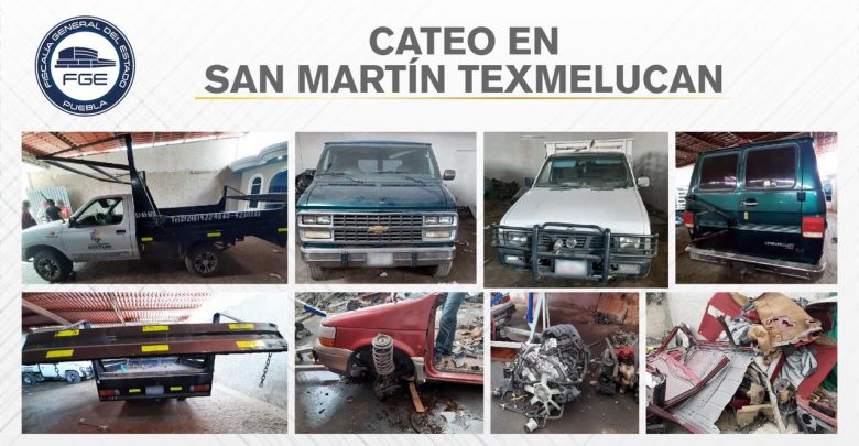dos cateos, San Martín Texmelucan, vehículos robados, autopartes, aseguramiento, FGE, elementos, Código Rojo, Nota Roja, Puebla, Noticias