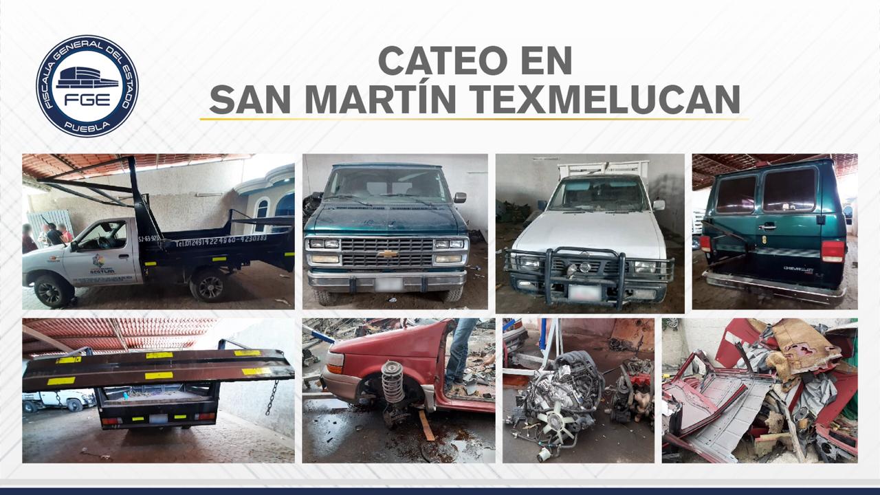 dos cateos, San Martín Texmelucan, vehículos robados, autopartes, aseguramiento, FGE, elementos, Código Rojo, Nota Roja, Puebla, Noticias