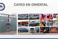 FGE, Oriental Puebla, cateo, equipo táctico, colonia La Coco, motocicleta, funda para gas pimienta, esmeril, botellas de alcohol, cajetillas de cigarros, un celular, identificaciones