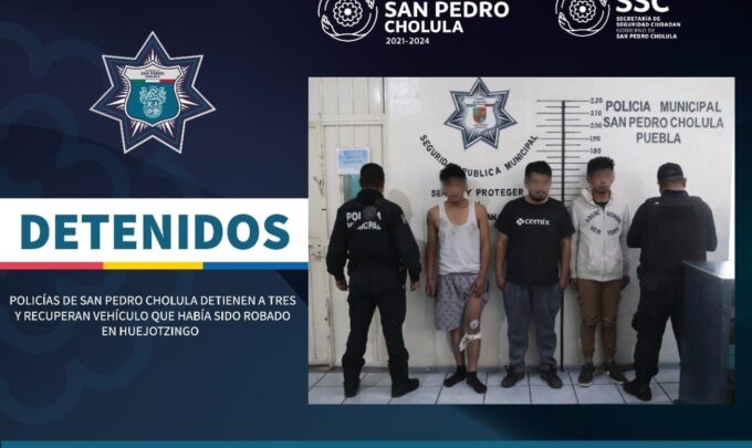 San Pedro Cholula, robo de vehículo, detenidos, Juan C. Bonilla