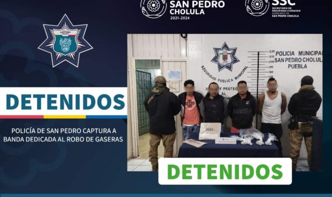 San Pedro Cholula, detenidos, robo a gaseras, captura
