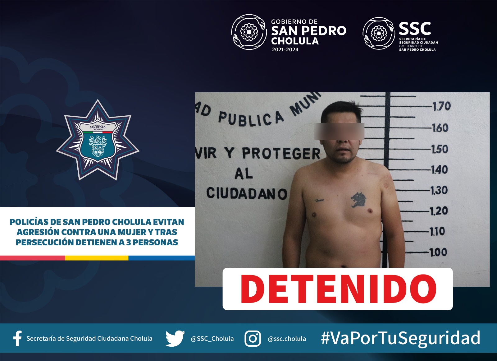 San Pedro Cholula, San Pedro Cholula, Policía Municipal, detenidos