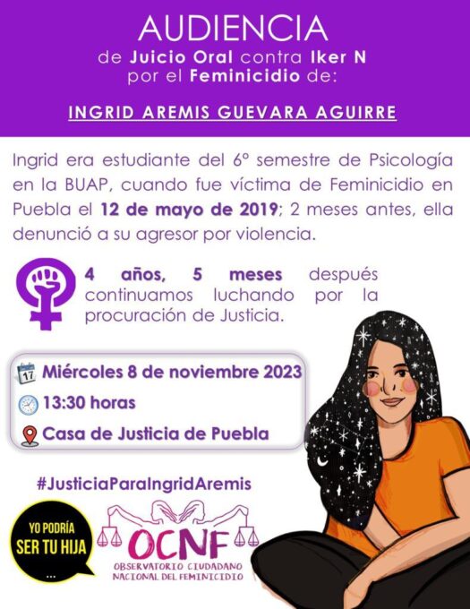 Ingrid Aremis Guevara Aguirre, celebración de audiencia, Casa de Justicia, juicio oral