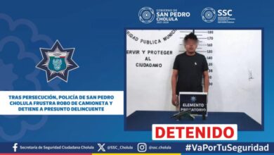 San Pedro Cholula, detenido, robo de vehículo, fuga