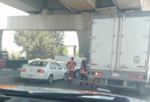 autopista México-Puebla, choque, cargado con cemento, chofer