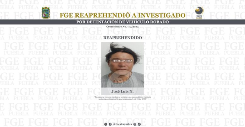 Santa Rita Tlahuapan, detenido, vehículo robado, orden de aprehensión