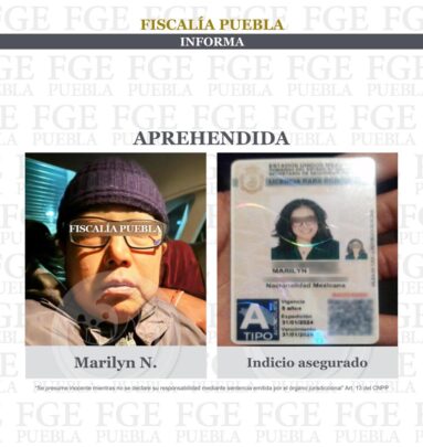 Marilyn Cote, aprehendida, Tlaxcala, Fiscalía General del Estado