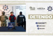 San Pedro Cholula, detenido, arma de fuego, posesión