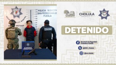 San Pedro Cholula, detenido, arma de fuego, posesión