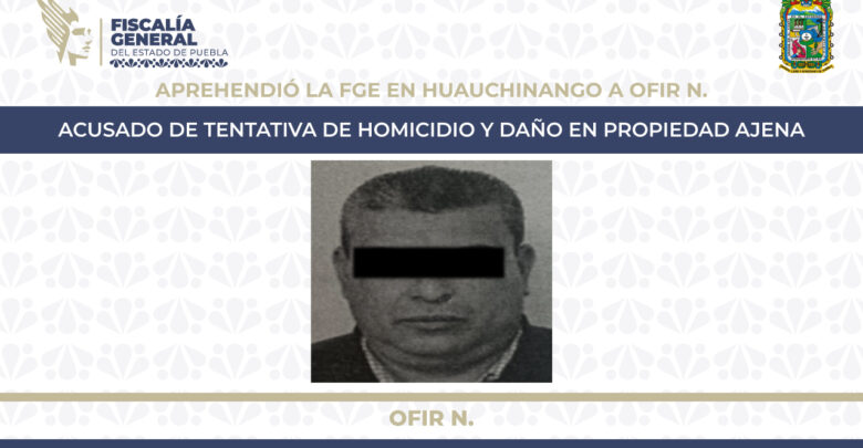 FGE, aprehensión, Huauchinango, intento de homicidio