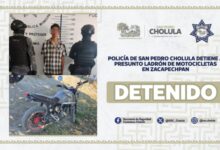 de motocicleta, ladrón, detenido, Policía Municipal de San Pedro Cholula