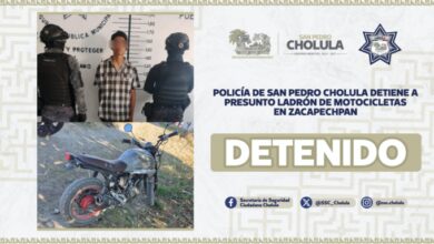 de motocicleta, ladrón, detenido, Policía Municipal de San Pedro Cholula