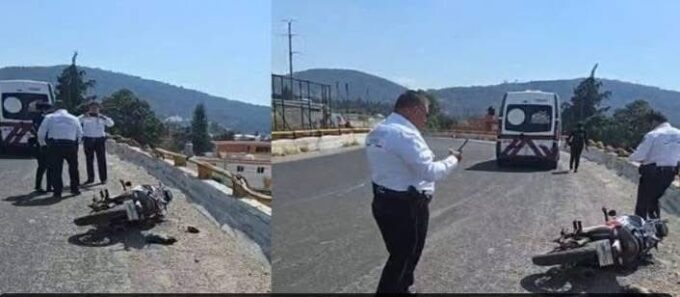 muerto, motociclista, caída, Amozoc